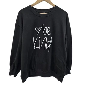 Be Kind Damen 1XL schwarz Grafik Sweatshirt Pullover gemütlich lässig Rundhalsausschnitt - Bild 1 von 11