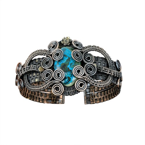 VALENTINO Bracciale regolabile Chrysocolla Gioielli Filo di Rame Avvolto per Bambine