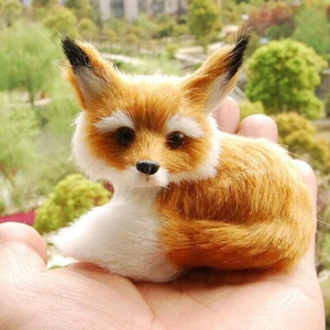Realistic Stuffed Animal Soft Plush Kids Toy Sitting Fox Home Decor 9*7*8cm New - Picture 1 of 4