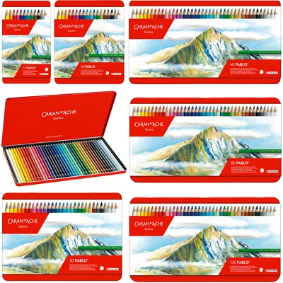 Caran d'Ache Pablo Colour Pencils Tins of 12 / 18 / 30 / 40 / 80 / 120 Available - Image 1 of 4