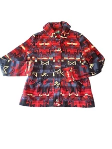 Lauren Ralph Lauren Aztec Southwestern Button-Up Jacket Sweater Red Blue Med - Picture 1 of 5