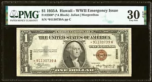 1935A $1 Hawaii ** STAR NOTE **WWII Emergency Issue FR-2300* PMG 30 EPQ - Picture 1 of 3