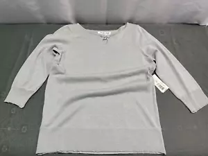 Judith Hart Womens Blouse Petite Med Silver Glittery Metallic Dressy 3/4 Sleeve - Picture 1 of 11
