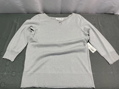 Blusa Judith Hart para mujer pequeña mediana plateada brillante metálica elegante manga 3/4 Foto 1 de 4