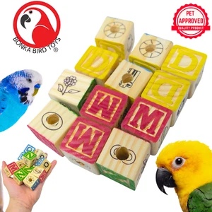 Bonka Bird Toys 2664 PK12 Madera ABC Bloques Pie Garra Artesanal Parte Loro Juguete - Imagen 1 de 7