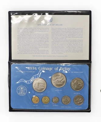 1974 Coinage of Belize 8 Coin Set Franklin Mint - Image 1 of 3