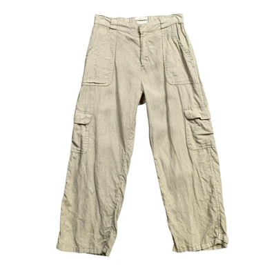 Pantalones Nicole Miller para mujer M medianos hierbas lino bolsillos de carga ligeros cremallera mosca Foto 1 de 4