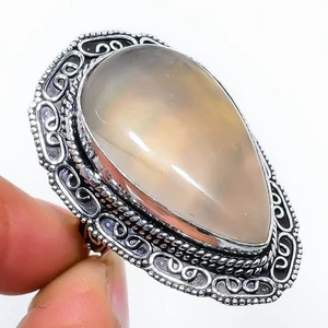 Rose Quartz Gemstone Handmade 925 Sterling Silver Jewelry Ring Size 7 - Picture 1 of 4