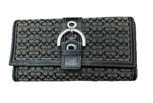 Vintage Coach Signature Soho lange Scheckbuch Geldbörse Y2K schwarz - Bild 1 von 6