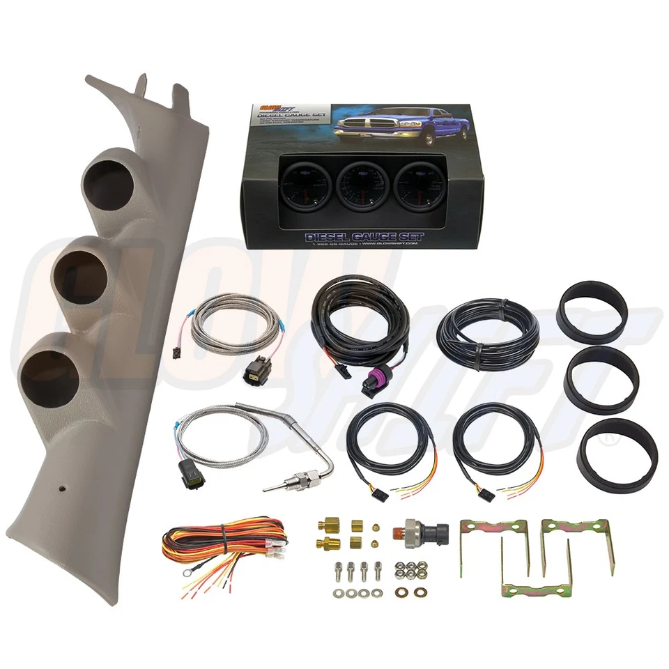 GlowShift Boost EGT Fuel PSI Gauges + Tan Pod for 07-13 Chevy Silverado Duramax - Image 1 of 4