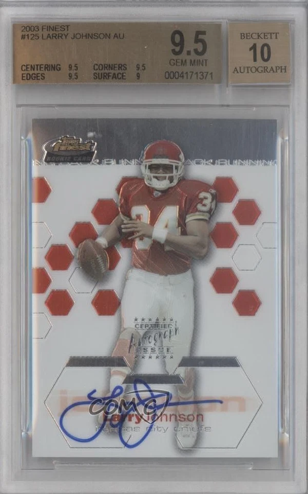 2003 Topps Finest /999 Larry Johnson #125 BGS 9.5 GEM MINT Rookie Auto RC - Image 1 of 2