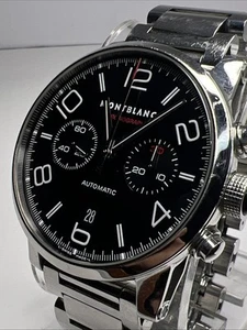 Montblanc Time Walker Chronograph Black Dial 43mm Steel Automatic Date Watch - Picture 1 of 12