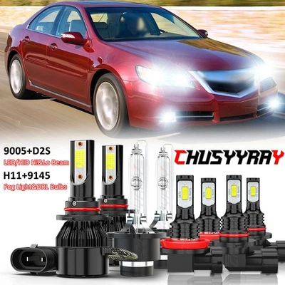 Para For Acura RL 2005-2012 -8x faro delantero LED HID Hi/Lo+DRL+luz antiniebla - Image 1 of 4