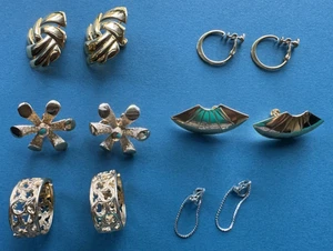 Lote moderno de 6 pares de pendientes de clip atornillados Napier Designer Goldstone MCM de colección - Imagen 1 de 6