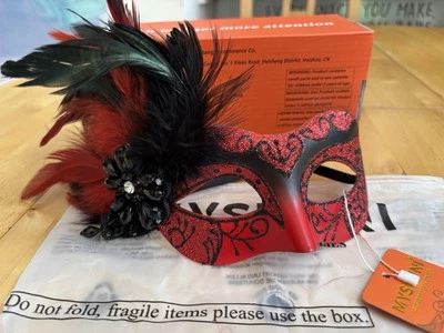 MYSEUNI 2024 New Masquerade Mask with Feather for Couples - Women's... - Image 1 of 4