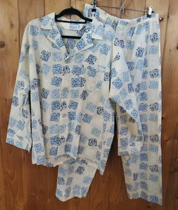 Pigiama uomo vintage diplomatico set 2 pezzi taglia XL stampa geometria cotone - Foto 1 di 7