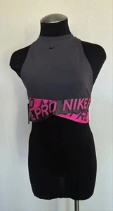 Neu mit Etikett schwarzes Nike Pro Dri-FIT kurz geschnittenes Racerback-Tanktop Damen Medium - Bild 1 von 5