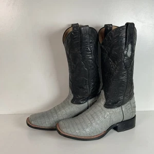 Los Altos Grey Caiman Crocodile Cowboy Boots 9 EE Exotic Belly Cut - Picture 1 of 22