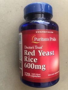 New Puritans Pride 120 Red Yeast Rice 600 mg Capsules Support Cholesterol Heart - Picture 1 of 4