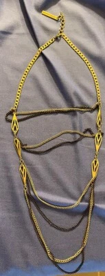 FIRMADO BCB Generación Letras Tono Dorado Negro Multi Metal Cadena Collar Foto 1 de 4