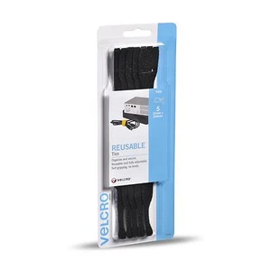 REUSABLE TIES 25x200mm 5Pieces Adjustable, Holds Securely BLACK - Picture 1 of 1