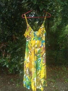 SCHÖNES BLAU GRÜNES JAMS WORLD KLEID "HOYA" TROPICAL LEAVES XL - Bild 1 von 10