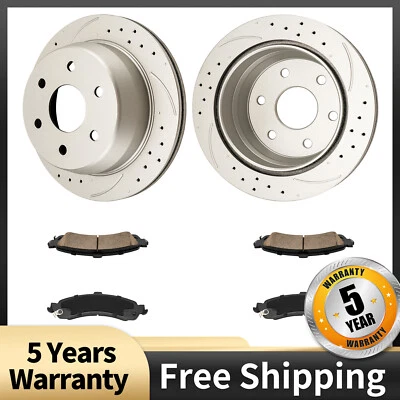 Rotores traseros perforados pastillas de freno para GMC Yukon XL 1500 00-01 Sierra 1500 2003-2004 Foto 1 de 4