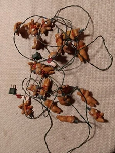 VINTAGE SET OF 2 TEDDY BEAR STRING LIGHTS BLOW MOLD ONE WORKING - Picture 1 of 5