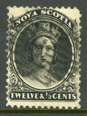 Canada 1860 Nova Scotia 12½¢ Black Scott #11 White Paper VFU Z89 - Image 1 of 2