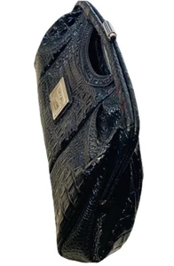 Nicole Miller schwarz Krokodil geprägt Kunstleder Clutch Handtasche 16,5" x 8" - Bild 1 von 9