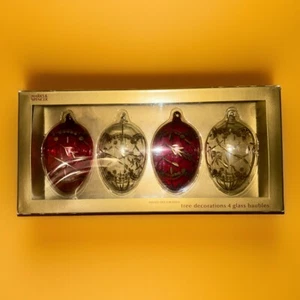 Adornos de árbol de Navidad Marks & Spencer x4 decoraciones de vidrio pintadas a mano en caja ✅ - Imagen 1 de 12