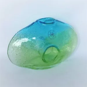 Vintage Vase mundgeblasen Margies Garten Art Deco Bubble Glas Donut Loch - Bild 1 von 10