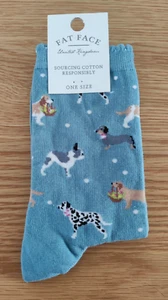 BNWT FAT FACE Ladies Dog Flower Socks One Size UK 4-7 - Picture 1 of 4