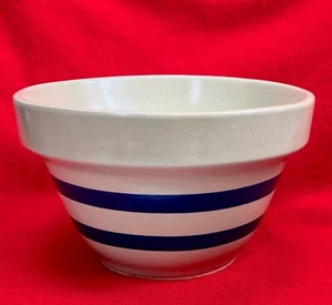 Roseville Pottery 7" Bowl - Mixing Batter Utility Kitchen  Blue Stripes RRP - Picture 1 of 8