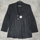 Cato Sweater Womens Medium Black A-Line Shawl Collar Double Breasted Flowy 