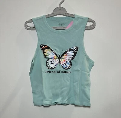 Camiseta sin mangas Mighty Fine para mujer talla grande acanalada con gráfico recortado azul-1X Foto 1 de 2