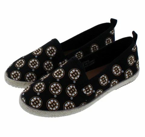 FOCO NHL Women's Boston Bruins Espadrille Slip On Canvas Shoe Cover