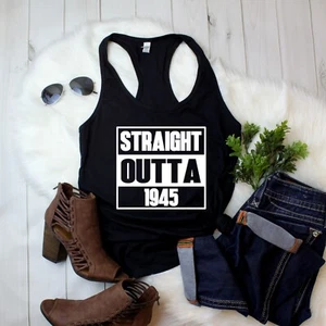 Womens Tank Top Straight Outta 1945 Shirt - Funny 80th Birthday Gift for Mom Tee - Picture 1 of 11