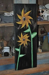 Handpainted By Artist  Wood Sunflower Sign Primitive Rustic Folk Art Decor - Picture 1 of 7