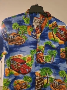 🔥Camisa Hawaiana Clásica Steve and Barrys Talla L Coches Leñosos ¡En Oferta! - Imagen 1 de 4
