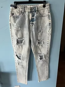 Kancan Amy Distressed Mom Jeans High Rise Frayed Hem Ankle Sz 5 - Picture 1 of 12