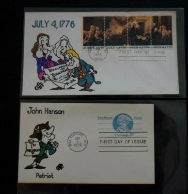 ANIMATION FDCs  Card "John Hanson," and "Declaration," Four Stamps, Lot # AA 29 - Image 1 of 3