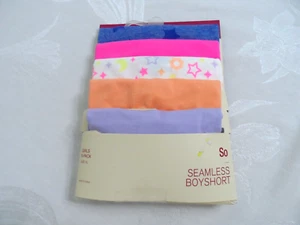NWT Girls SO Seamless Boyshort Multi Star Shine Underwear 5-pk Size XL (14) - Picture 1 of 6