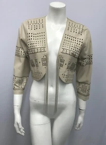 GLEN ARTHUR FOR CHESTER LEATHER JACKET CROPPED LASER CUT METAL GROMMETS SIZE 4 - Bild 1 von 6