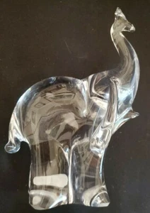 Vtg Murano Art Glass Elephant Paperweight Sculpture 7" Handblown Crystal Clarity - Picture 1 of 12