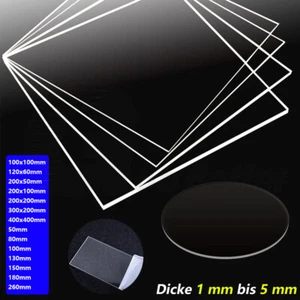 Scheibe Acrylglas Glasklar Kunststoff Platte Zuschnitt 1-5mm Stark Quadrat Runde - Bild 1 von 8