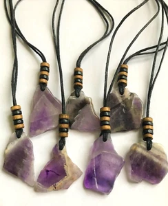 Natural Amethyst Pendant set on adjustable wax cotton rope cord hand made - Picture 1 of 8