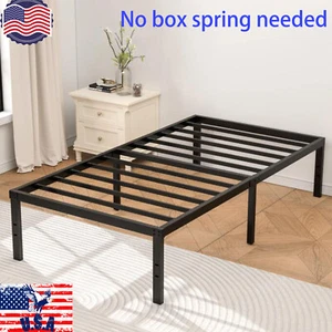 16 Inch Twin Single Bed Frame Non-Slip Metal Platform Bed Frame Steel US Stock - Picture 1 of 7