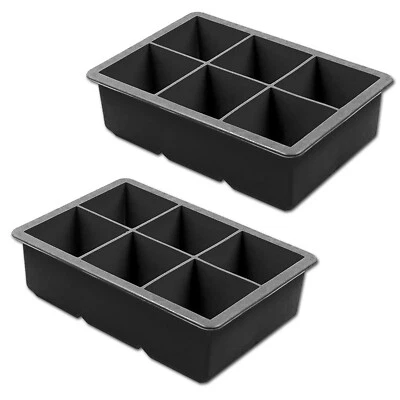 2x XL Silikon Eiswürfelform 6 Eiswürfel 4,6x4,6cm Eiswürfelbereiter Jumbowürfel - Bild 1 von 4