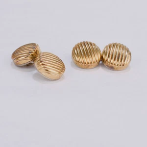 Pair Paul Stuart Italian Gilt Sterling Silver Ribbed Button-Form Cufflinks - VR - Picture 1 of 12